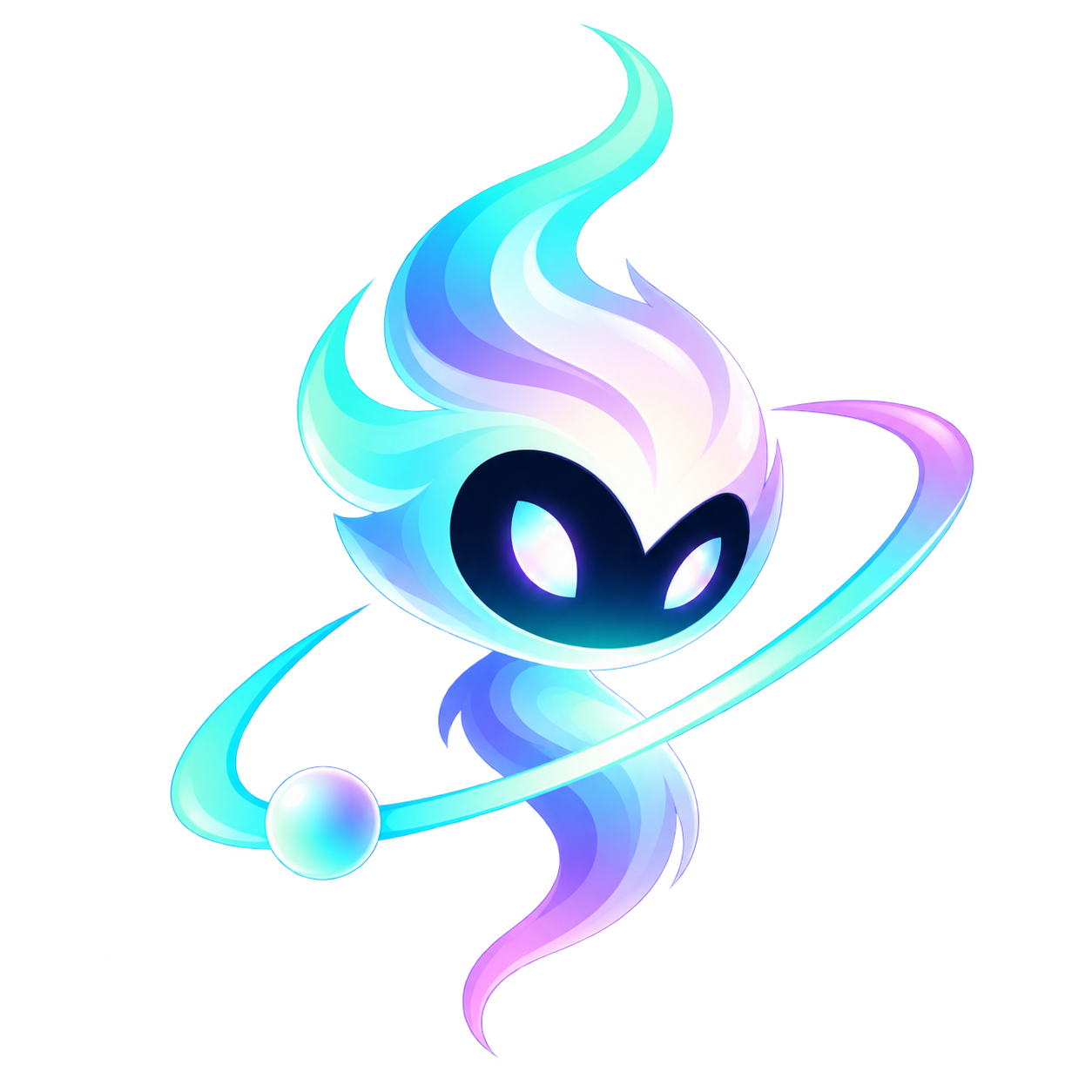 Aura, a mint and lavender floating wisp with a luminous orbit